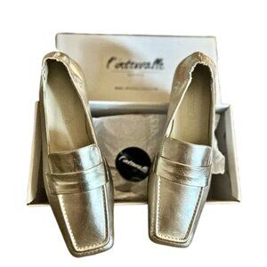'Medici' Metallic Silver Slip-On Loafers